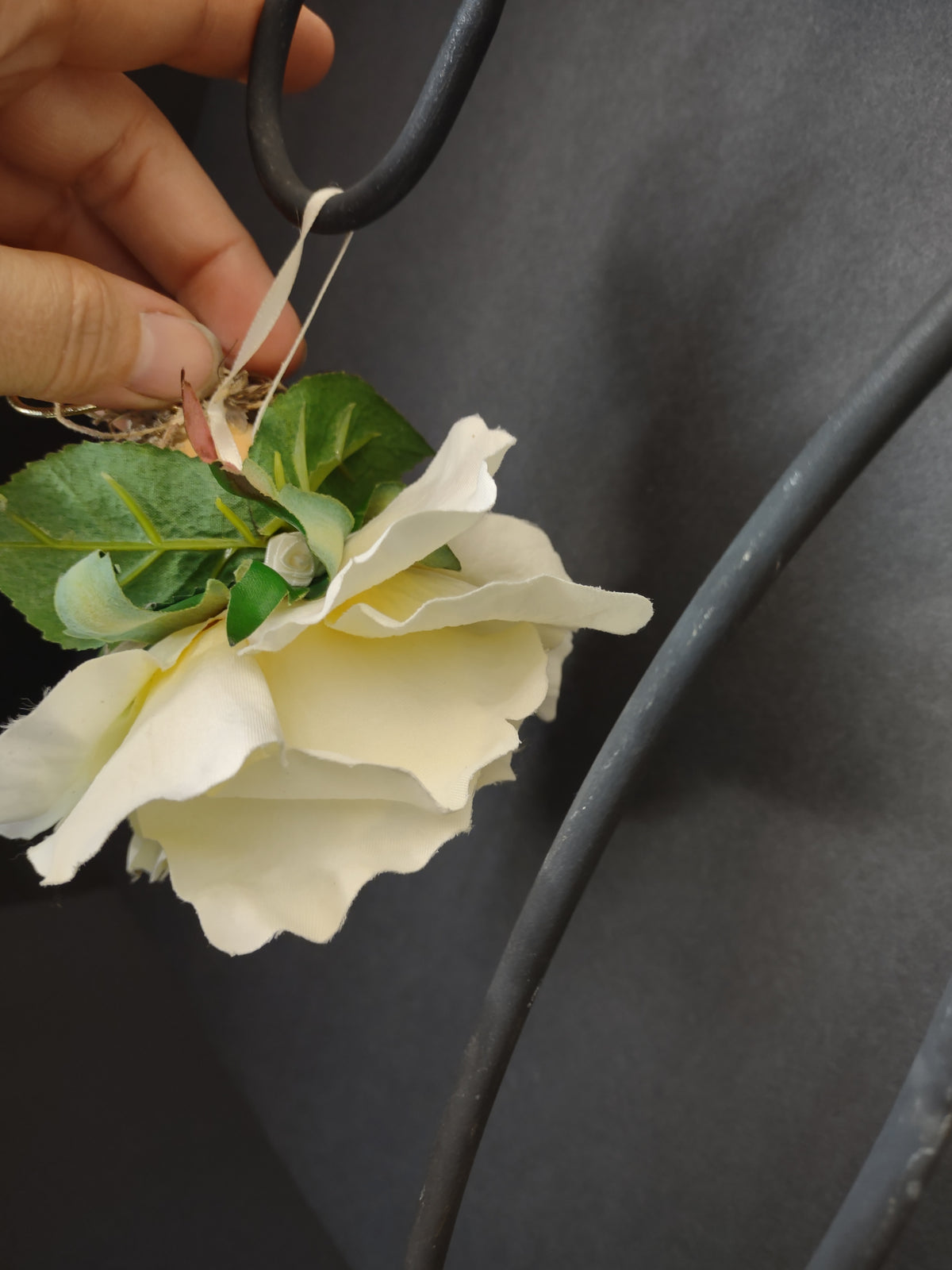 Vintage Pair White Flower Rose Angel Fairy Hanging Ornament [4898]