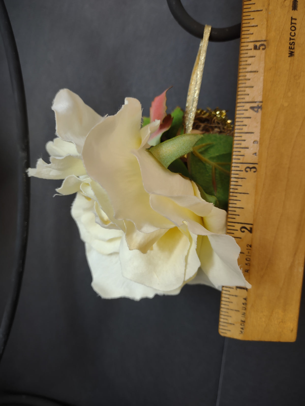 Vintage Pair White Flower Rose Angel Fairy Hanging Ornament [4898]