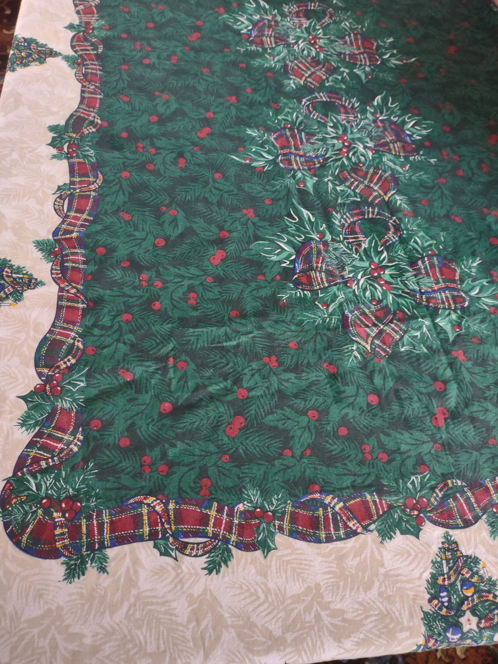 Vintage Charter Club Christmas Tablecloth 110x60 and 10 Napkins Cotton Brazil [4902]