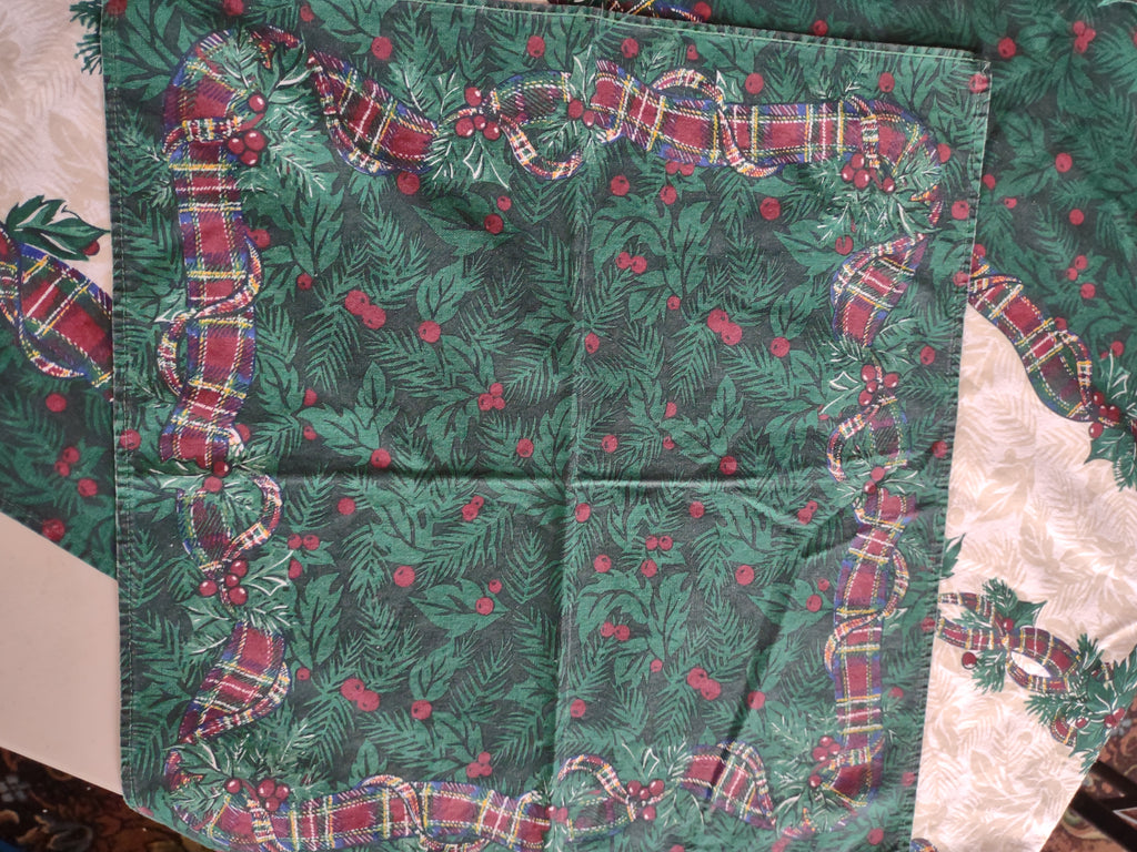 Vintage Charter Club Christmas Tablecloth 110x60 and 10 Napkins Cotton Brazil [4902]