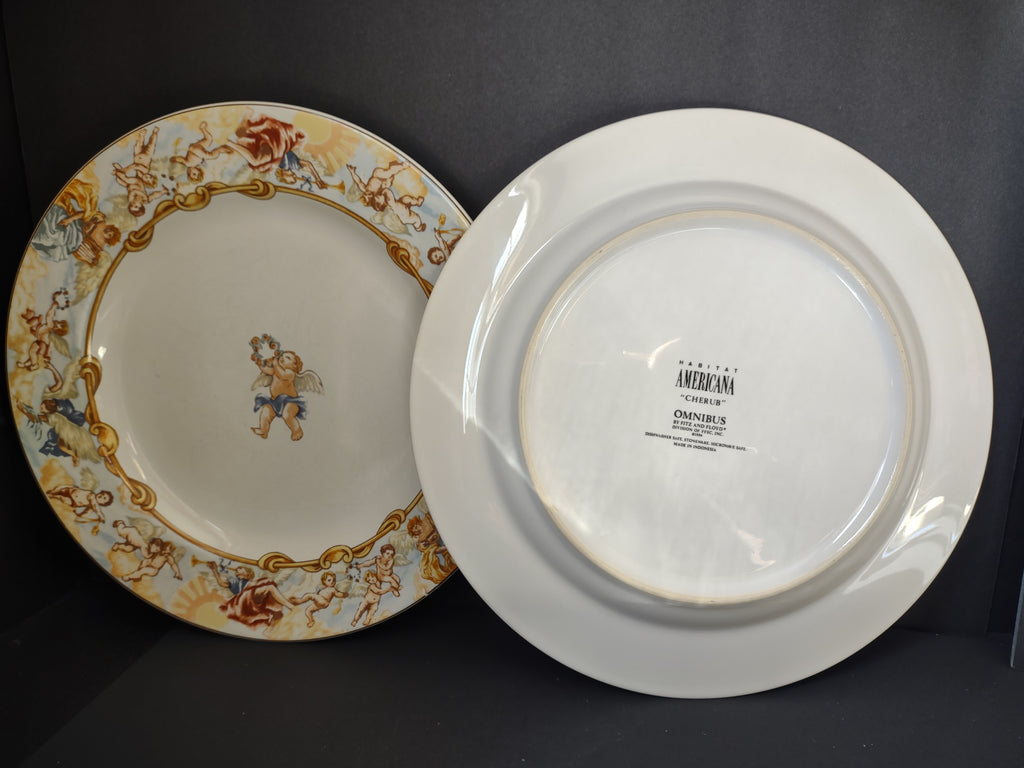 Vintage Cherub Dinner Plate x 4 Fitz Floyd Omnibus Habitat Americana Cherub[7485]