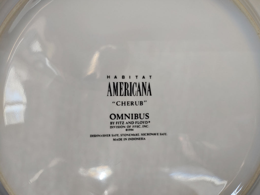 Vintage Cherub Dinner Plate x 4 Fitz Floyd Omnibus Habitat Americana Cherub[7485]