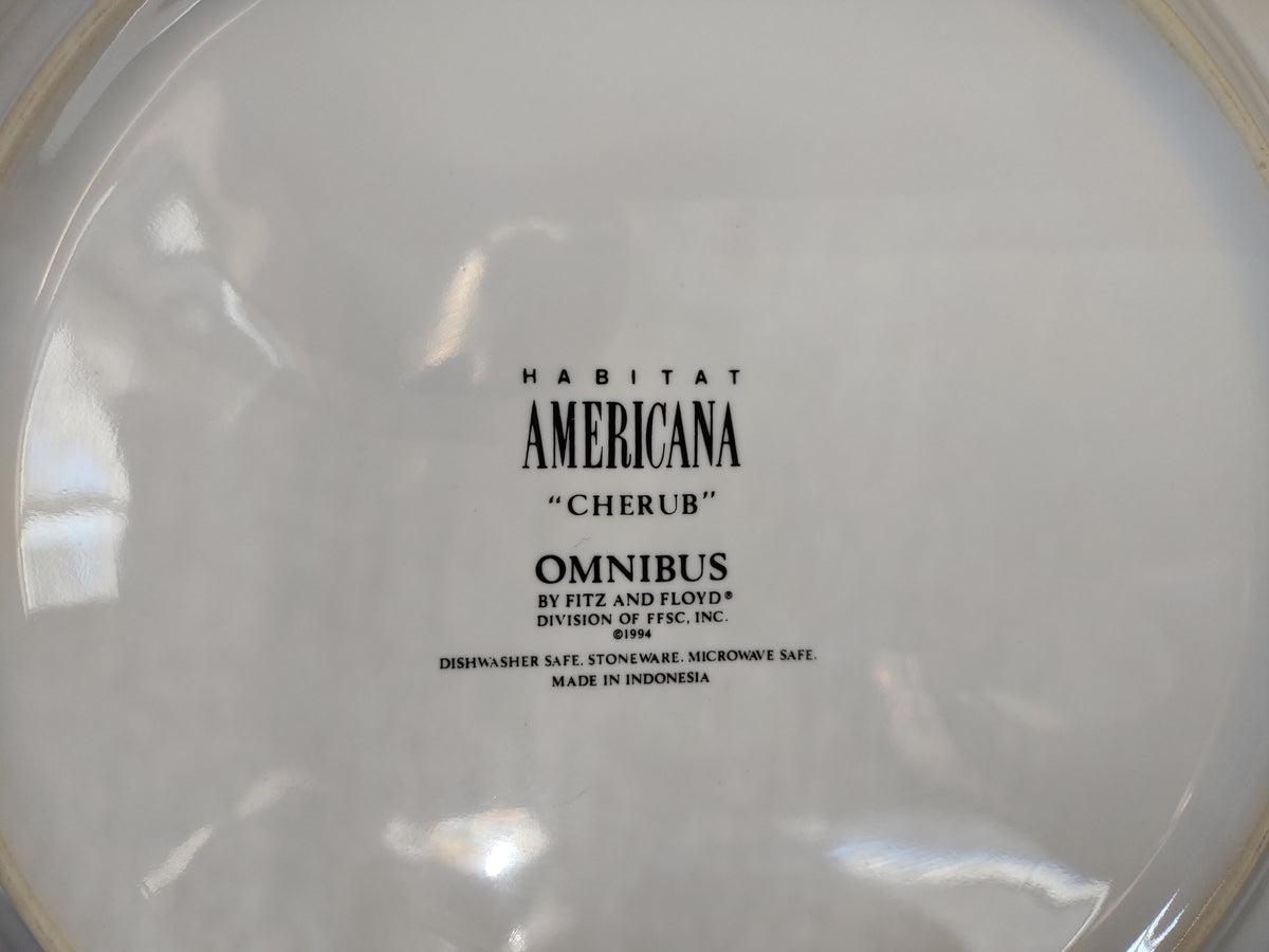 Vintage Cherub Dinner Plate x 4 Fitz Floyd Omnibus Habitat Americana Cherub[7485]