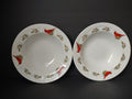 Vintage Gibson Cardinal Holly Christmas Wide Rim Soup Pasta Bowls Set of 2 [7495]