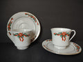 Vintage Tienshan Christmas Poinsettia Gold Trim 2 Cup and Saucer Sets [7498]