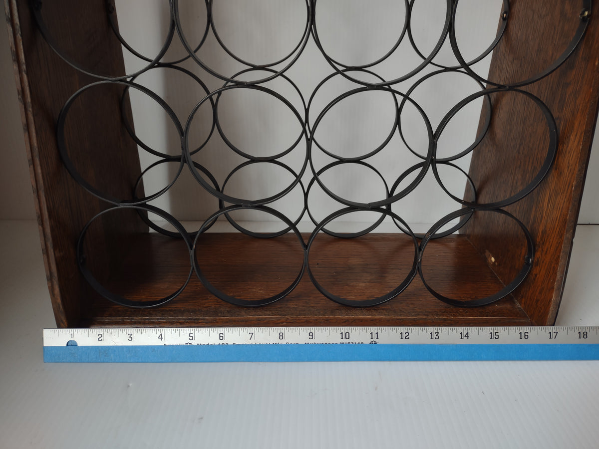 Vintage Wood Black Metal 12 Bottle Wine Rack Rustic Tabletop Holder [7502]