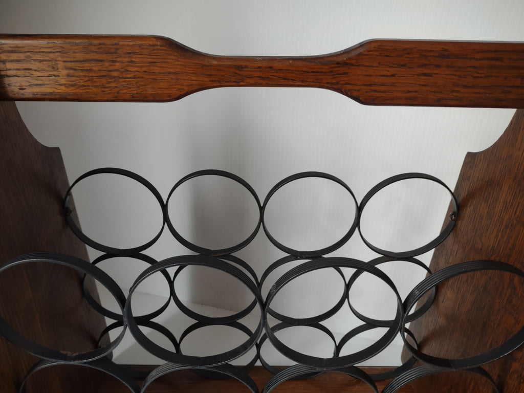 Vintage Wood Black Metal 12 Bottle Wine Rack Rustic Tabletop Holder [7502]