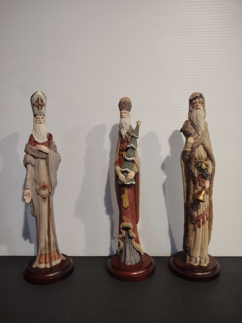 Vintage St Nicholas and Me Santa Figurines Set of 3 Christmas 13" [8144n]