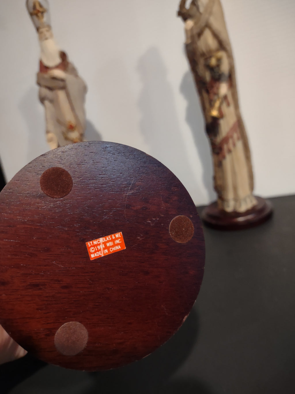 Underside of Santa figurine base with maker label