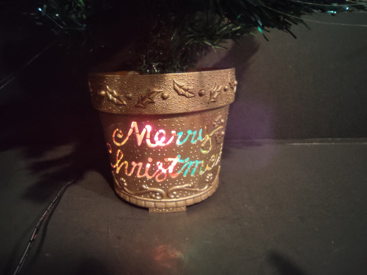 Vintage 32" Fiber Optic Christmas Tree Lighted Star Merry Christmas Base [4905]