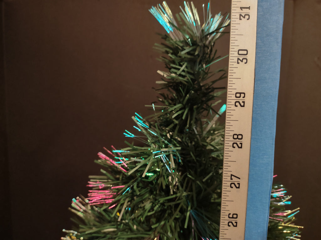 Vintage Fiber Optic Christmas Tree Pink Blue Gold Lights Gold Tone Base [4906]
