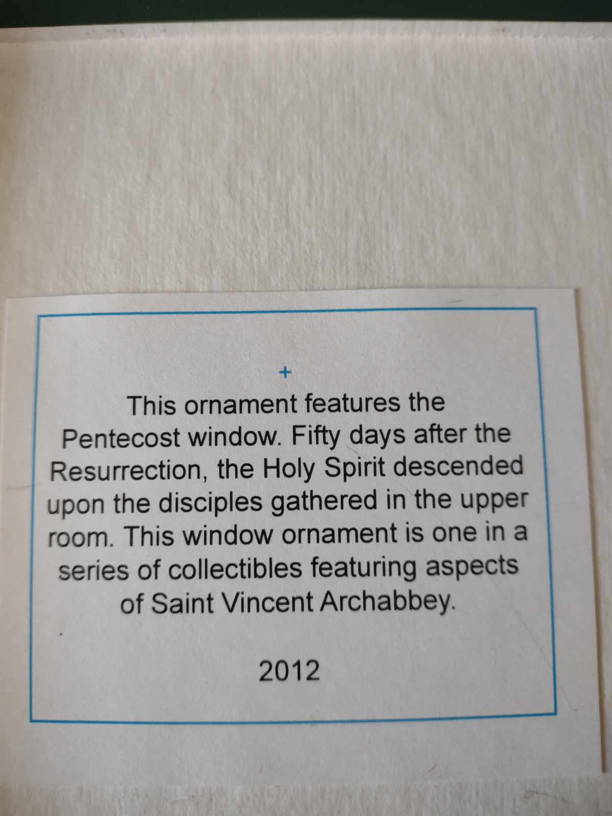 2012 Saint Vincent Archabbey Pentecost window information insert