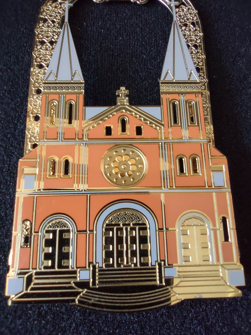 Close view of basilica facade and architectural details