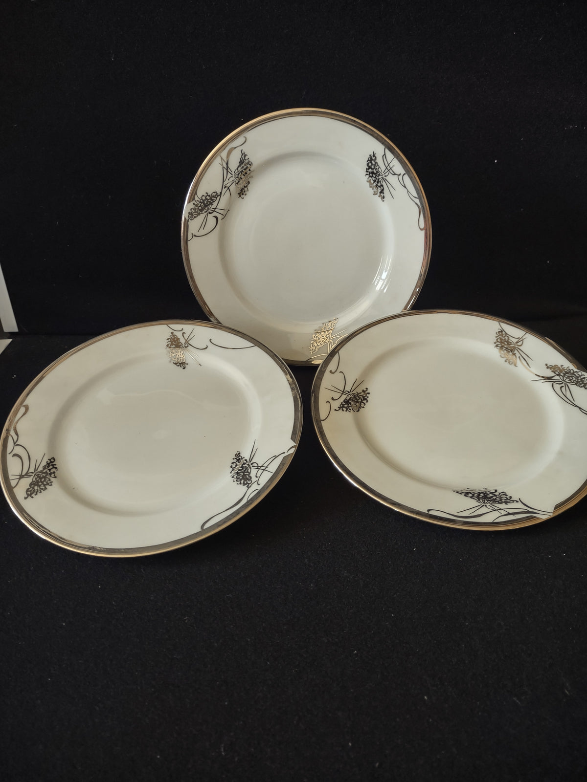 Three Thomas Bavaria white and gold floral Plate pieces