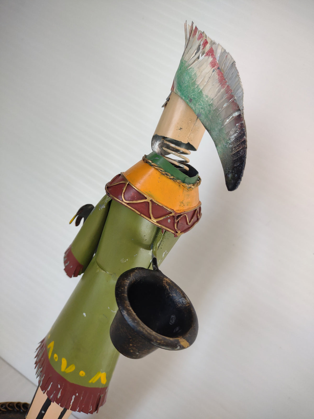 Vintage Thanksgiving Painted Metal Native American Figures Turkey Candle Holders Set [8147n]