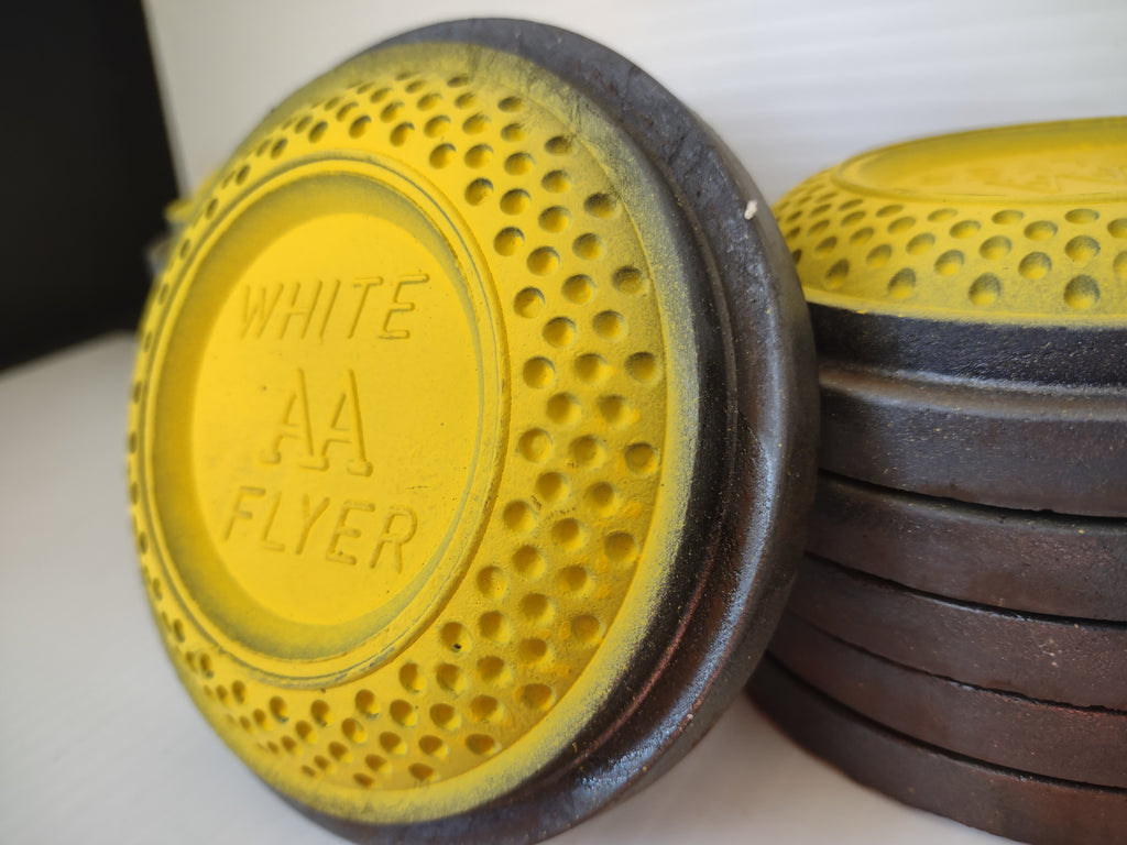 Vintage White Flyer AA Yellow & Black Clay Pigeon Skeet Targets Lot of 12 [7525]