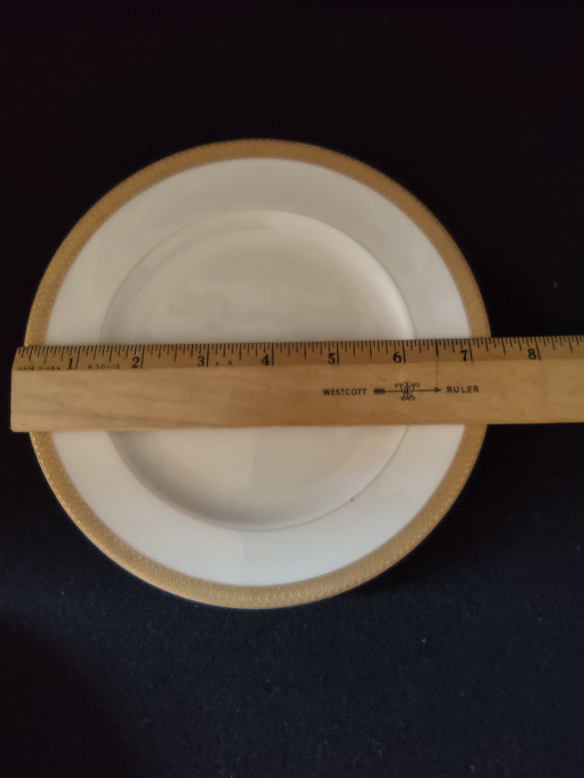 Set of four vintage Wheeling China cream and gold plate