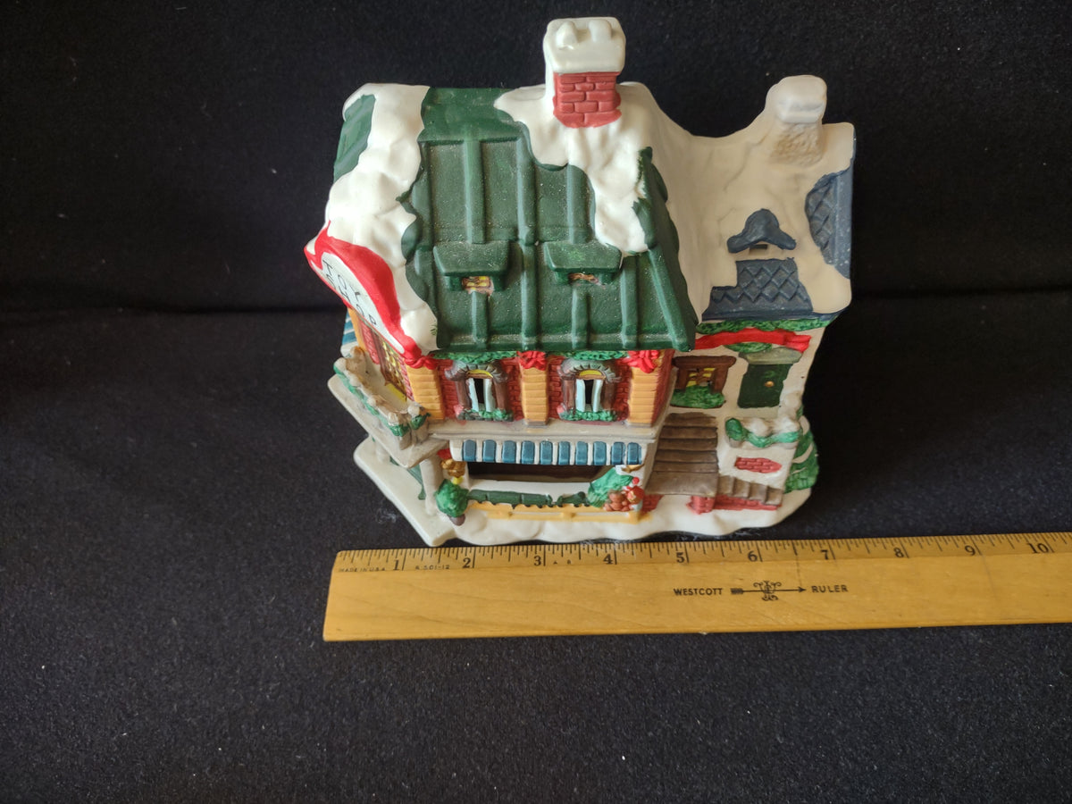 Close-up of toy shop display window