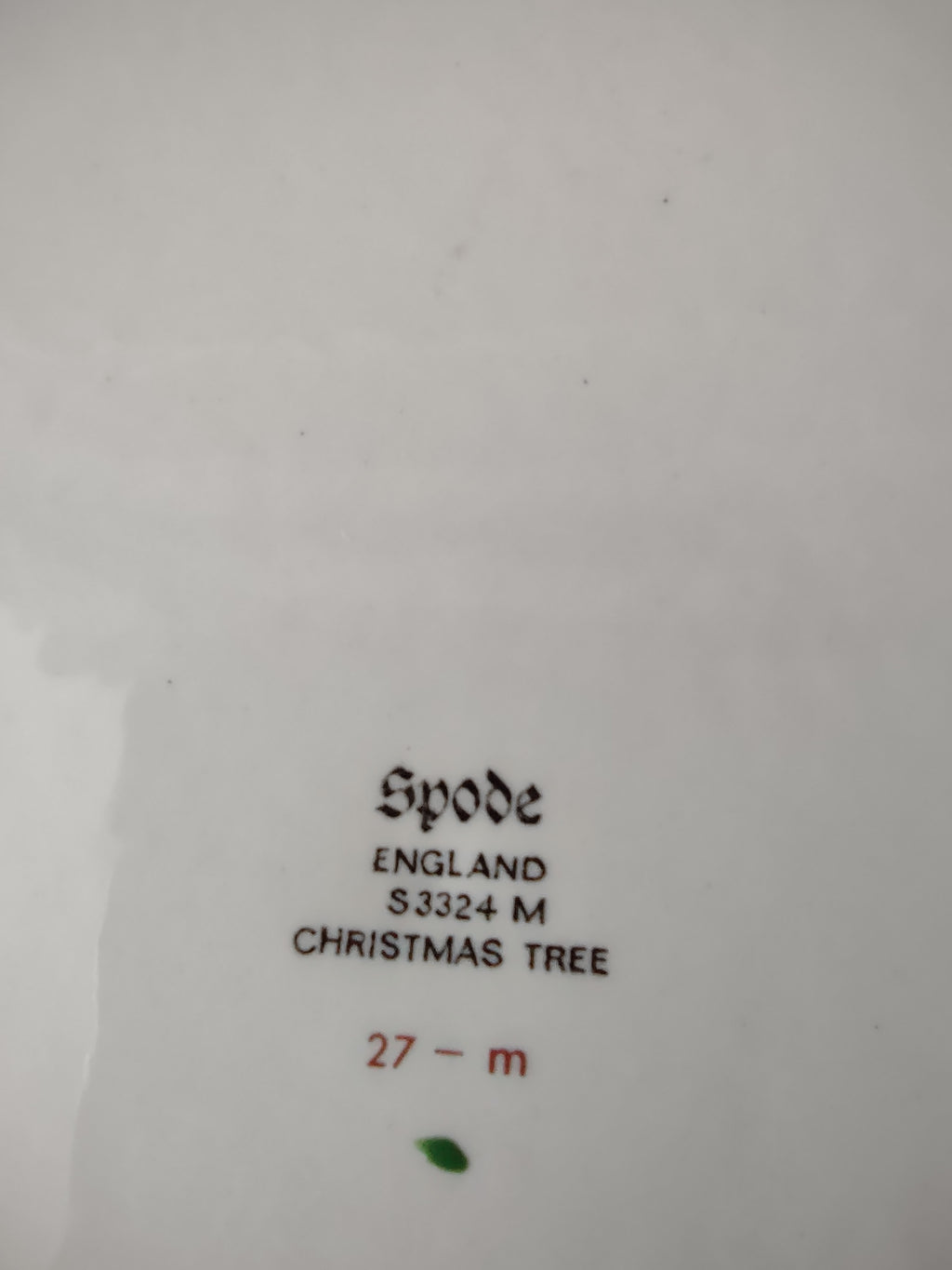Underside of Spode Christmas Tree Plate