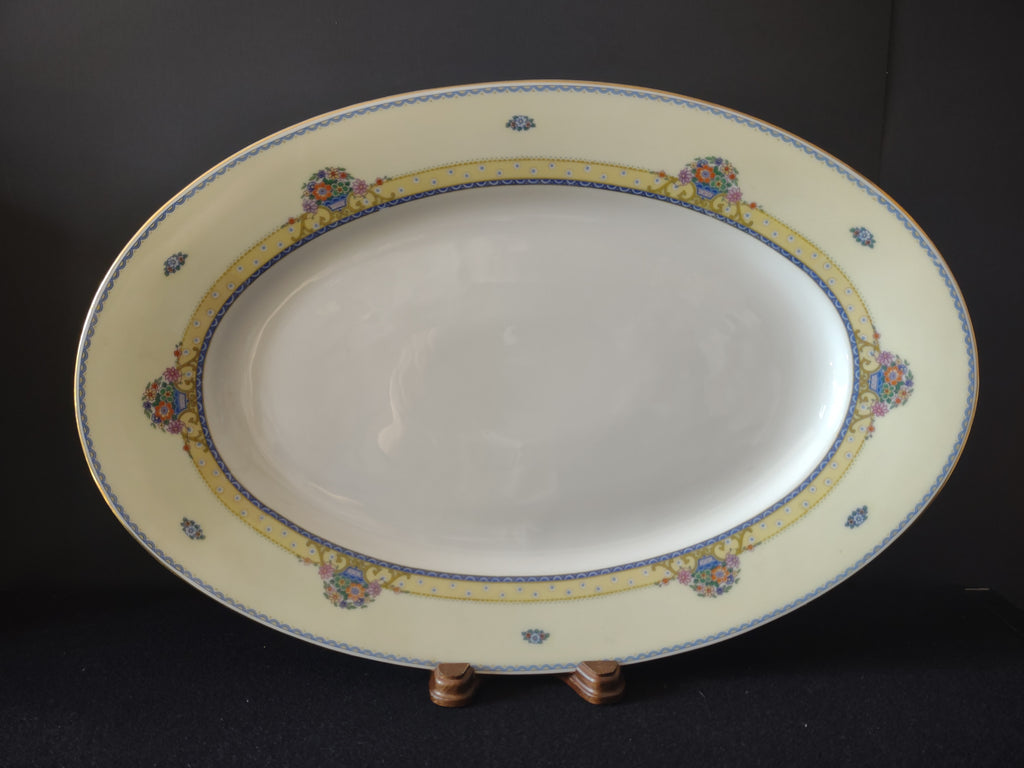 Vintage 15" Thomas Bavaria Eldorado Yellow Blue Floral Oval Platter [7527]