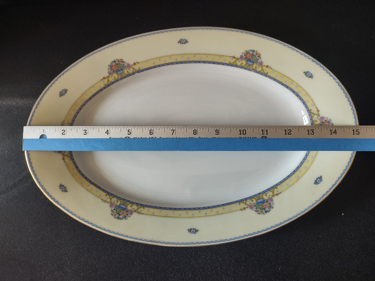 Vintage 15" Thomas Bavaria Eldorado Yellow Blue Floral Oval Platter [7527]