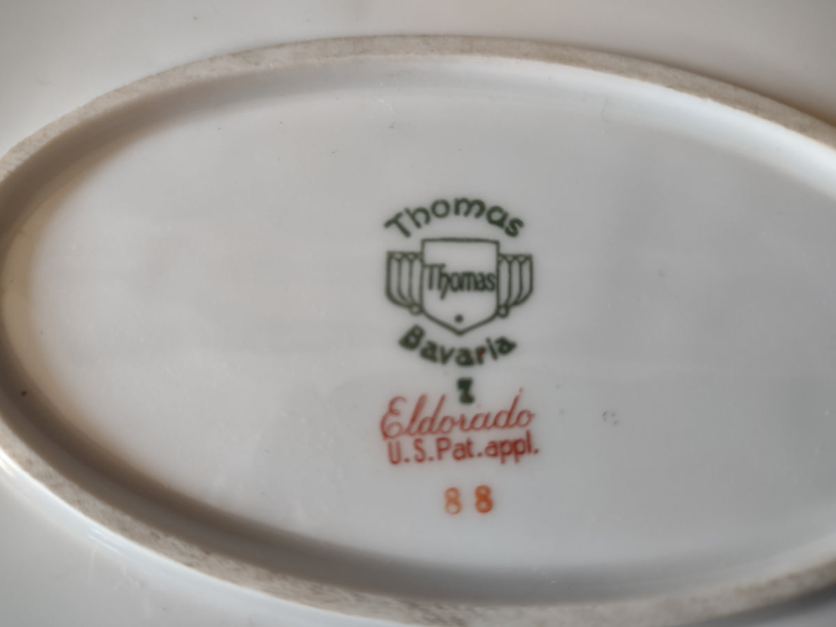 Vintage 15" Thomas Bavaria Eldorado Yellow Blue Floral Oval Platter [7527]