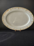 Vintage 15.5" Z S & Co Bavaria Pink Rose Green Border Oval Platter [7528]