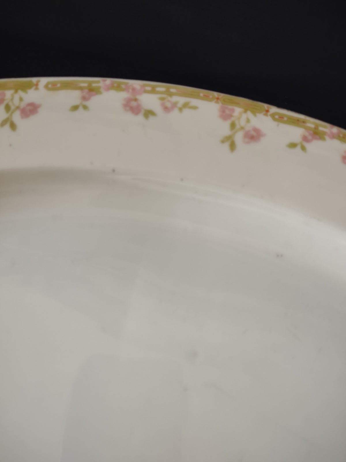 Vintage 15.5" Z S & Co Bavaria Pink Rose Green Border Oval Platter [7528]
