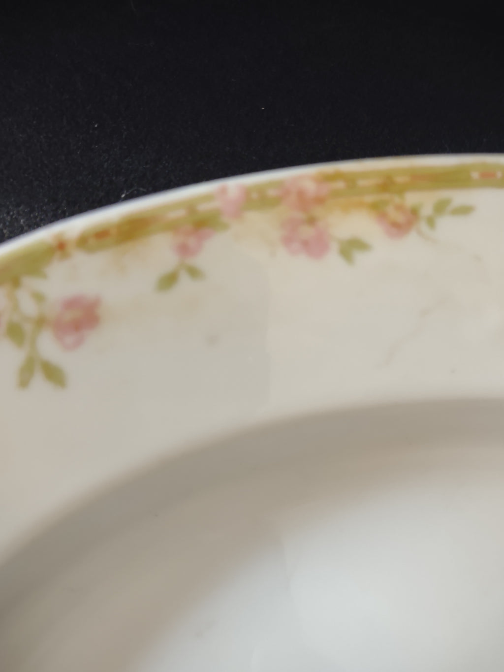 Vintage 15.5" Z S & Co Bavaria Pink Rose Green Border Oval Platter [7528]