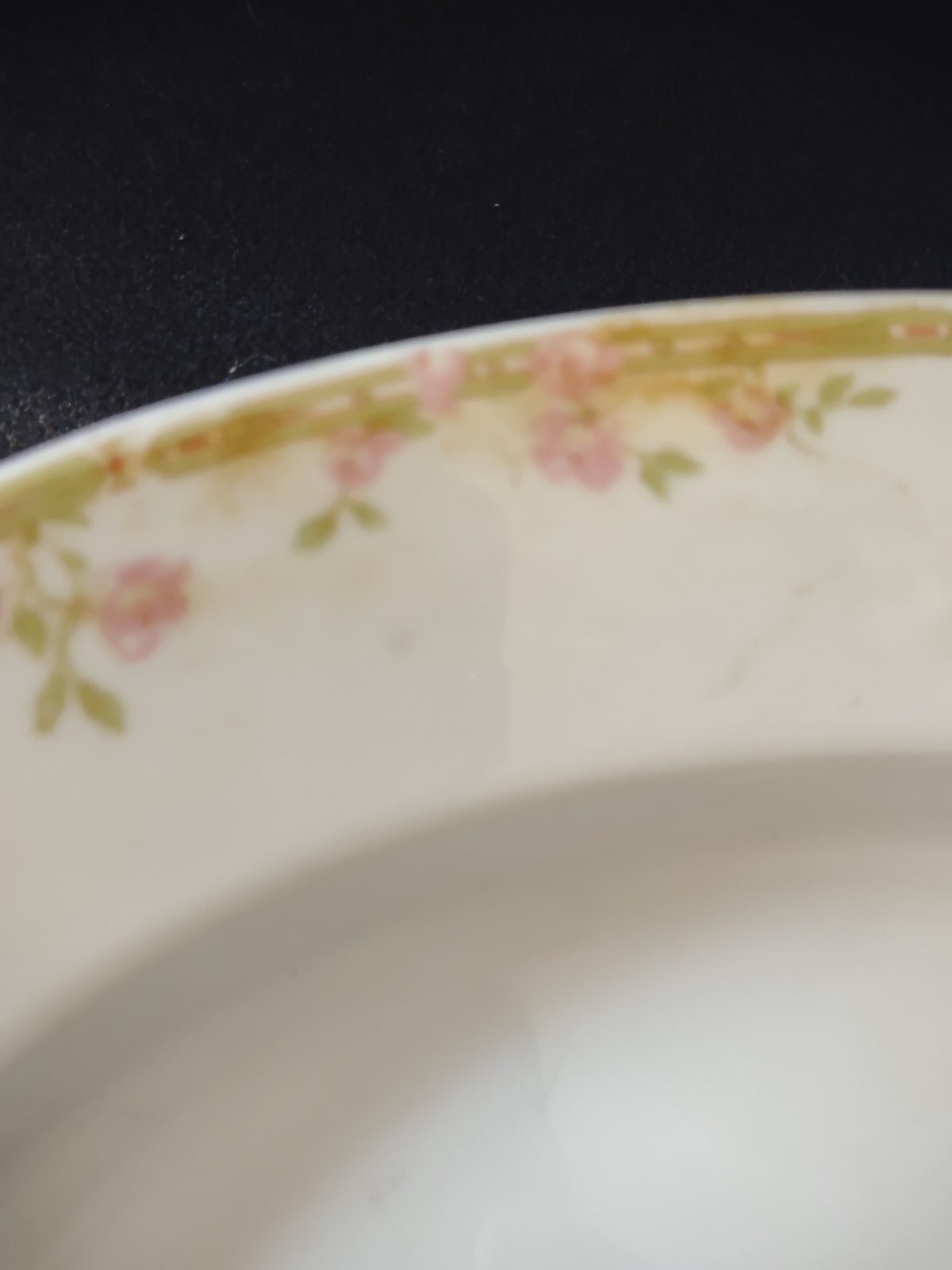 Vintage 15.5" Z S & Co Bavaria Pink Rose Green Border Oval Platter [7528]