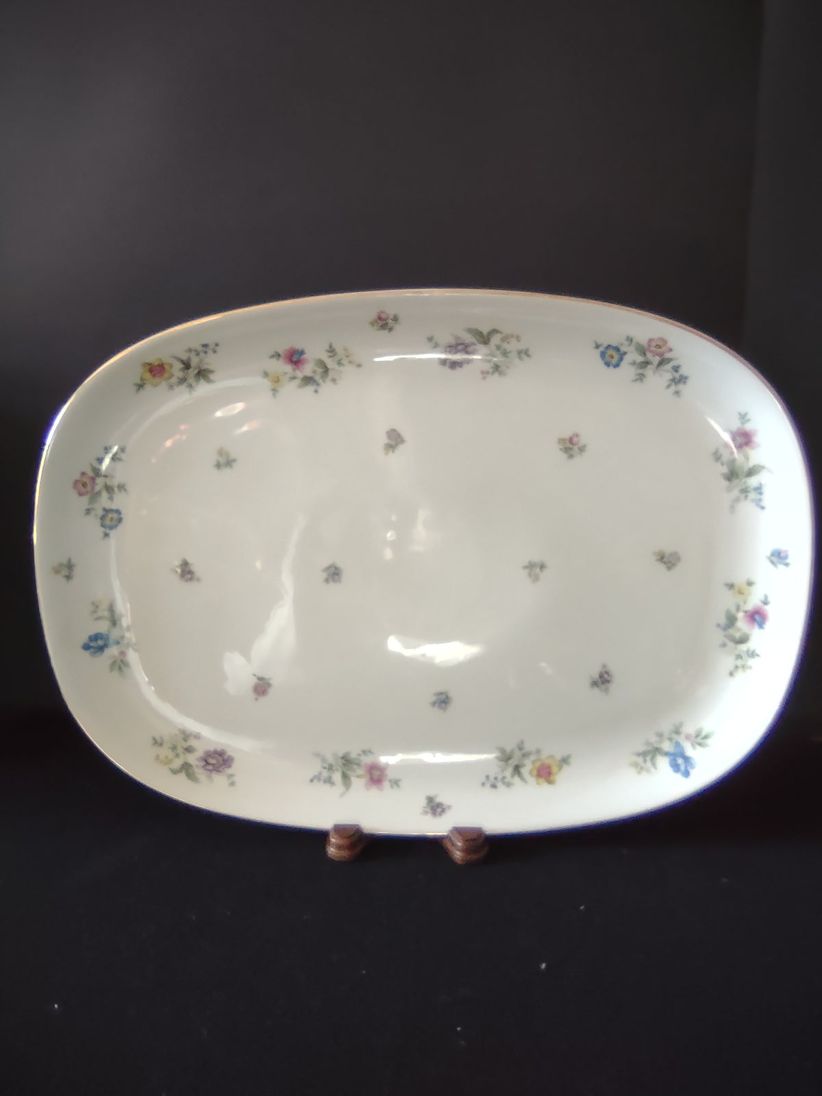 Vintage Krautheim Franconia Fleurettes Floral Gold Trim Serving Turkey Oval Plate [7530]