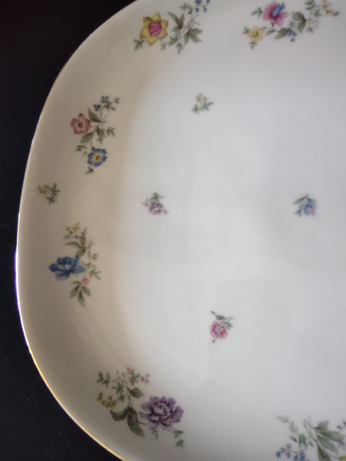 Vintage Krautheim Franconia Fleurettes Floral Gold Trim Serving Turkey Oval Plate [7530]