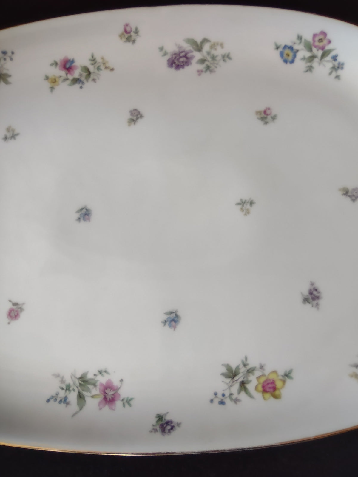 Vintage Krautheim Franconia Fleurettes Floral Gold Trim Serving Turkey Oval Plate [7530]