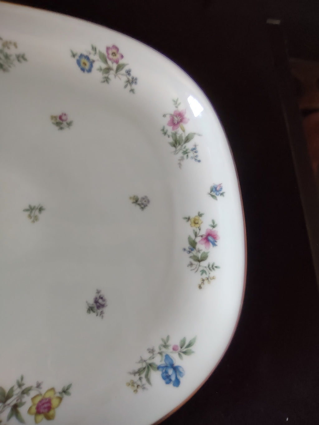 Vintage Krautheim Franconia Fleurettes Floral Gold Trim Serving Turkey Oval Plate [7530]