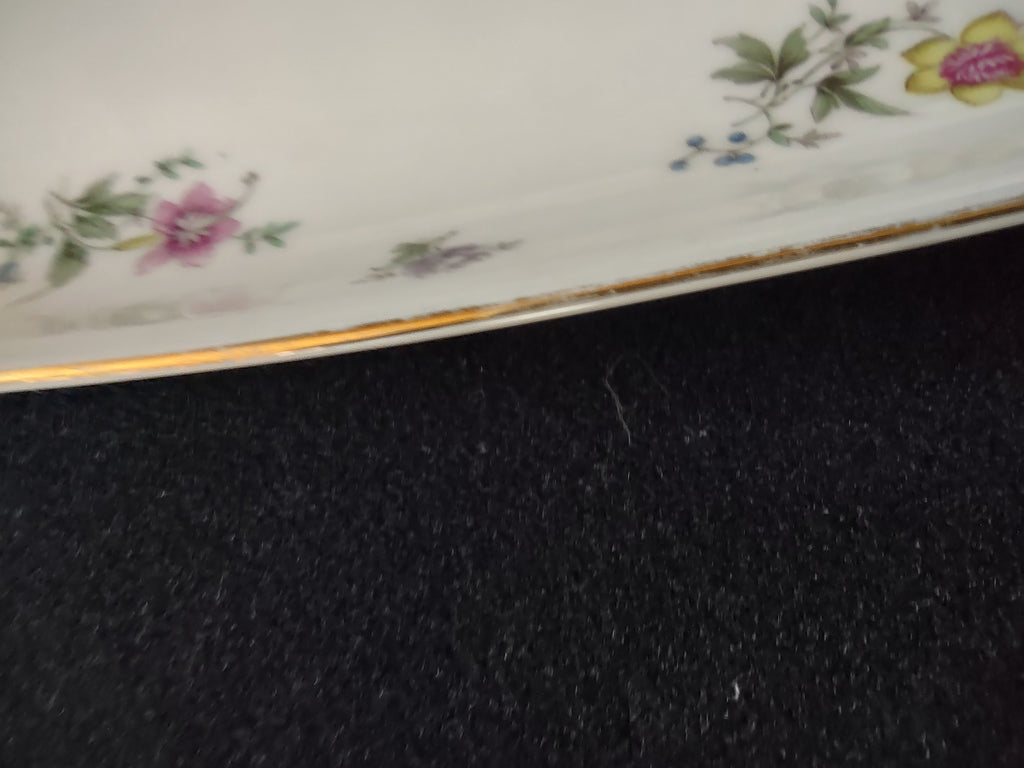 Vintage Krautheim Franconia Fleurettes Floral Gold Trim Serving Turkey Oval Plate [7530]