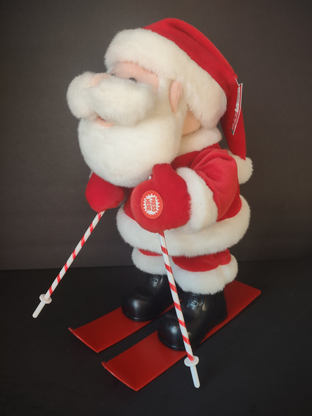 Vintage Skiing Santa Claus Red White Christmas Figure 13" IMPERFECT [8176n]