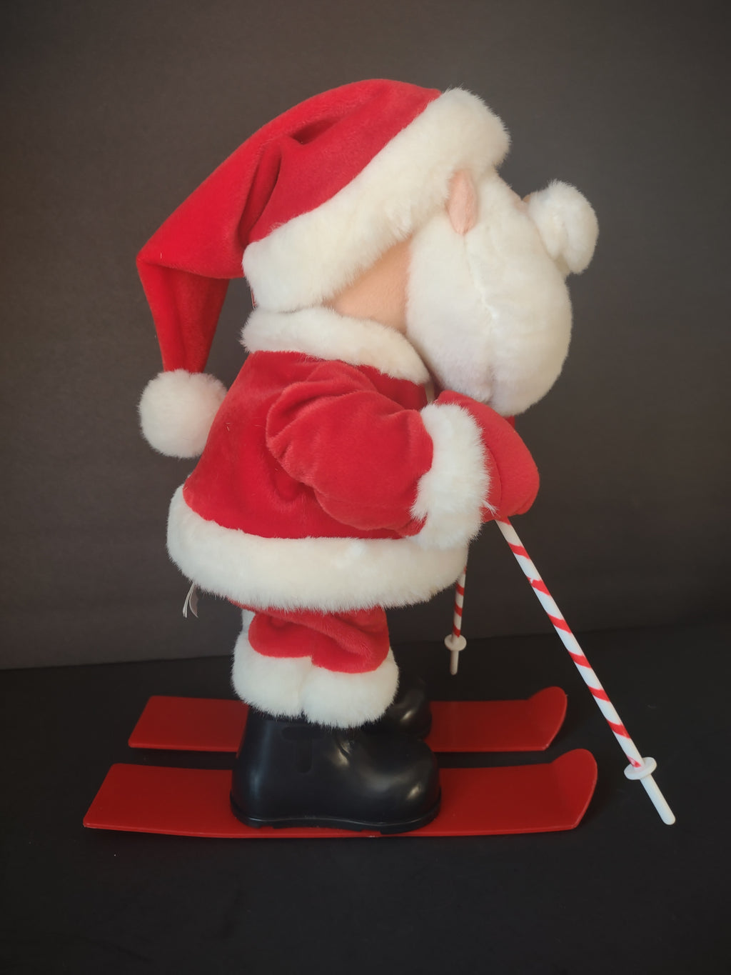 Vintage Skiing Santa Claus Red White Christmas Figure 13" IMPERFECT [8176n]