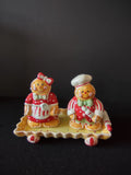 Vintage Christmas Gingerbread Salt Pepper Shakers Ceramic Pair With Tray [8163n]