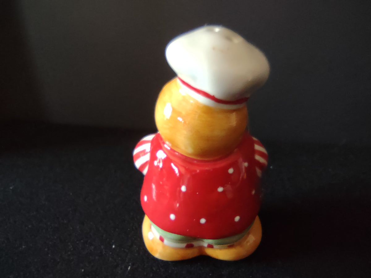 Vintage Christmas Gingerbread Salt Pepper Shakers Ceramic Pair With Tray [8163n]