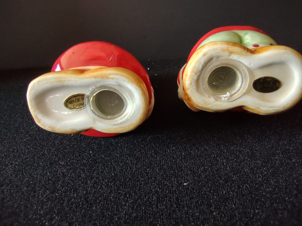 Vintage Christmas Gingerbread Salt Pepper Shakers Ceramic Pair With Tray [8163n]