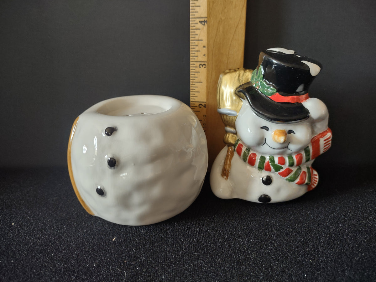 Vintage The Marketplace Stackable Snowman Christmas Salt Pepper Shaker Set [8167n]