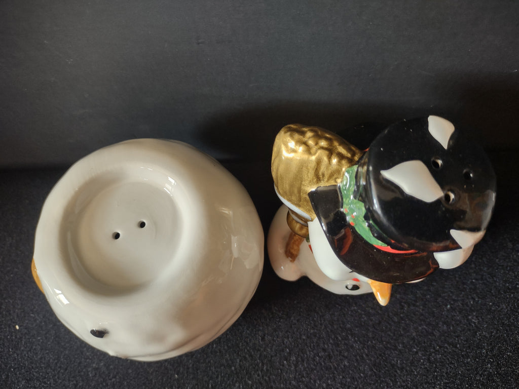 Vintage The Marketplace Stackable Snowman Christmas Salt Pepper Shaker Set [8167n]