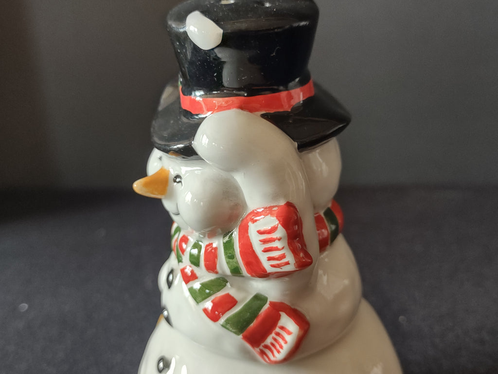 Vintage The Marketplace Stackable Snowman Christmas Salt Pepper Shaker Set [8167n]