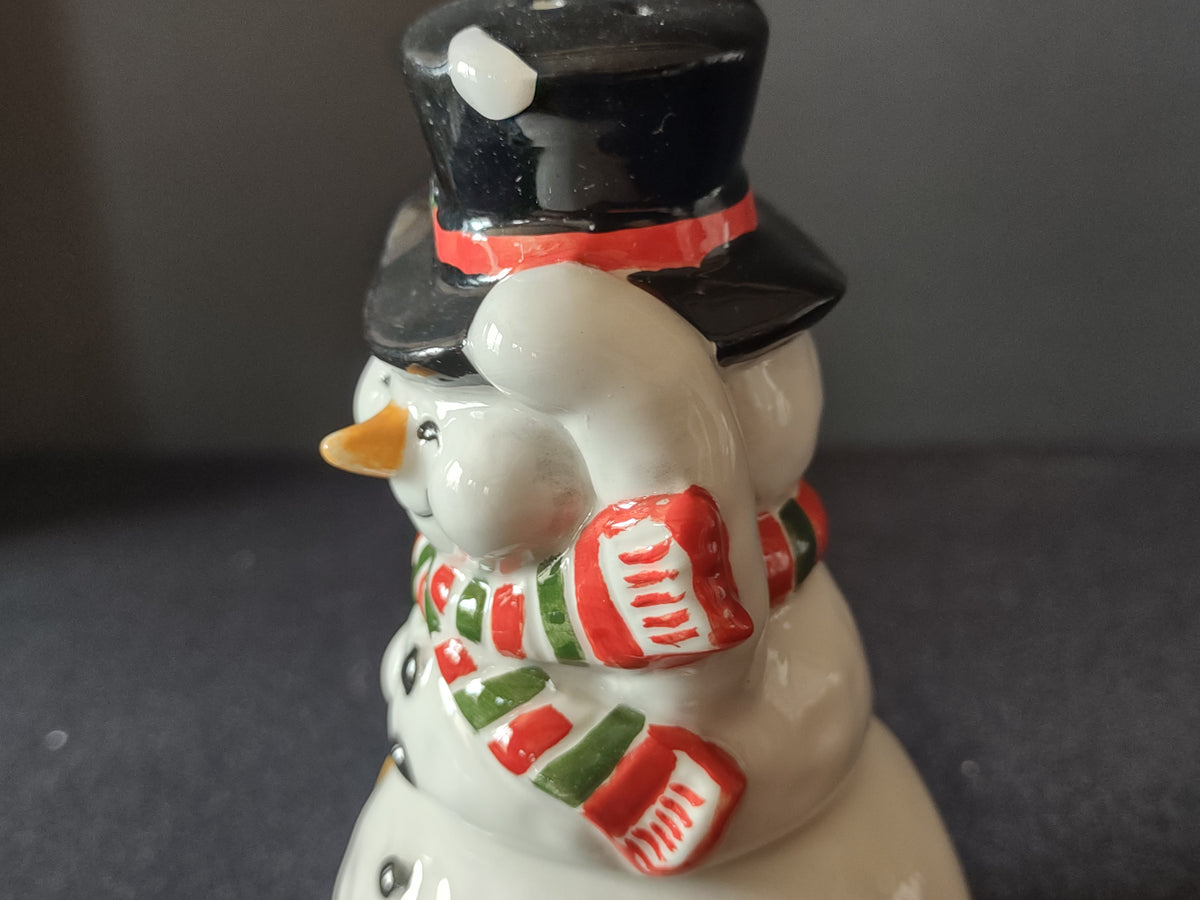 Vintage The Marketplace Stackable Snowman Christmas Salt Pepper Shaker Set [8167n]