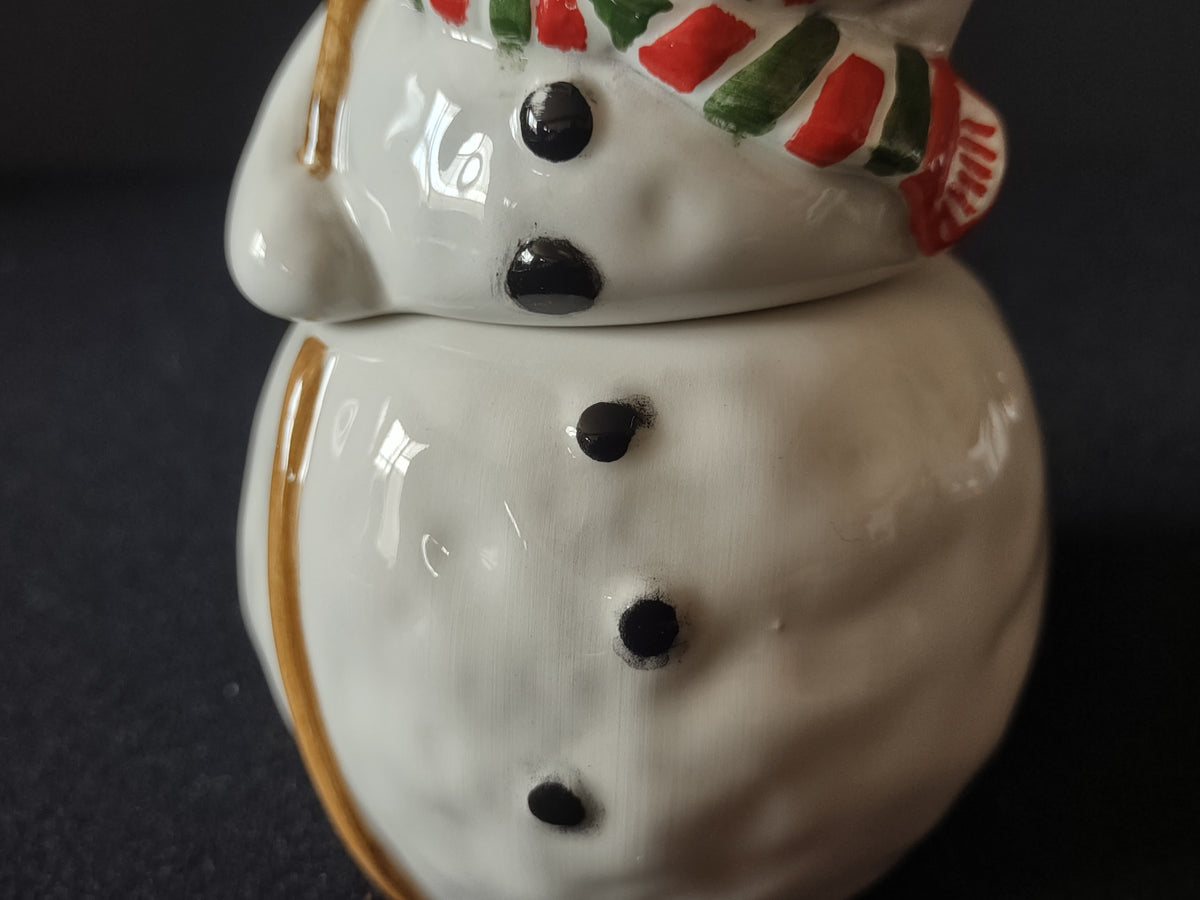 Vintage The Marketplace Stackable Snowman Christmas Salt Pepper Shaker Set [8167n]