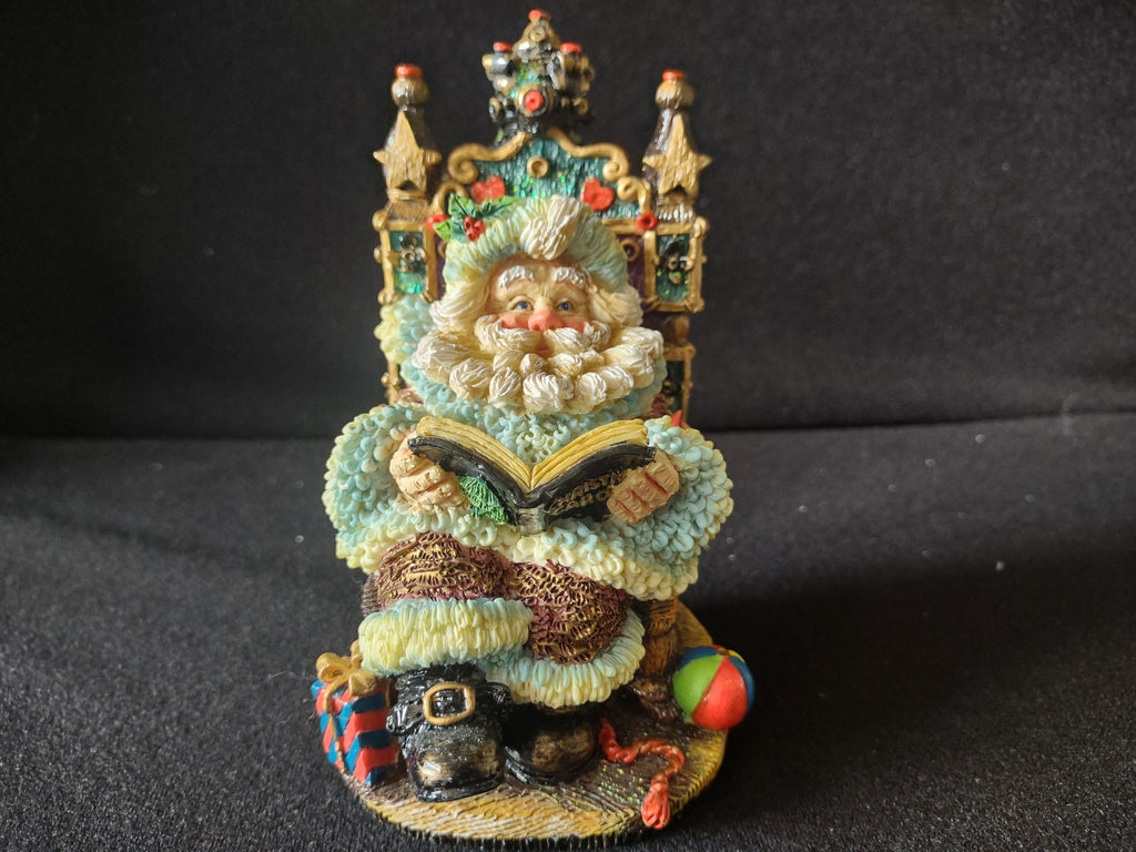 Vintage Department Store Crinkle Santa Claus Figure Reading Book Christmas [8179n]