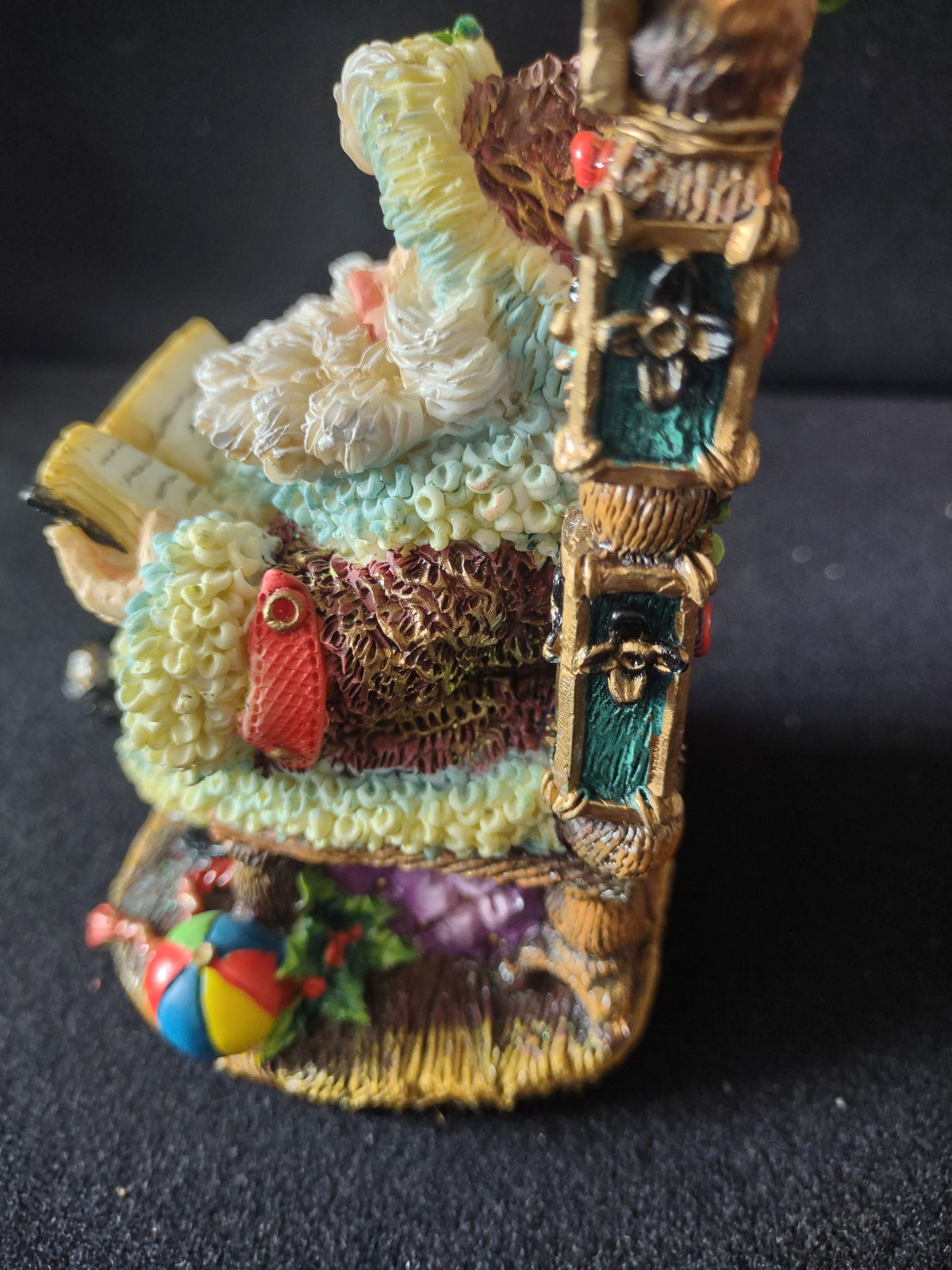 Vintage Department Store Crinkle Santa Claus Figure Reading Book Christmas [8179n]