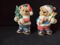 Pair of ceramic Christmas teddy bear salt and pepper shakers