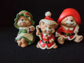 Vintage HOMCO 5600 Christmas Bear Figurines Set of 3 Red Green Taiwan [8186n]