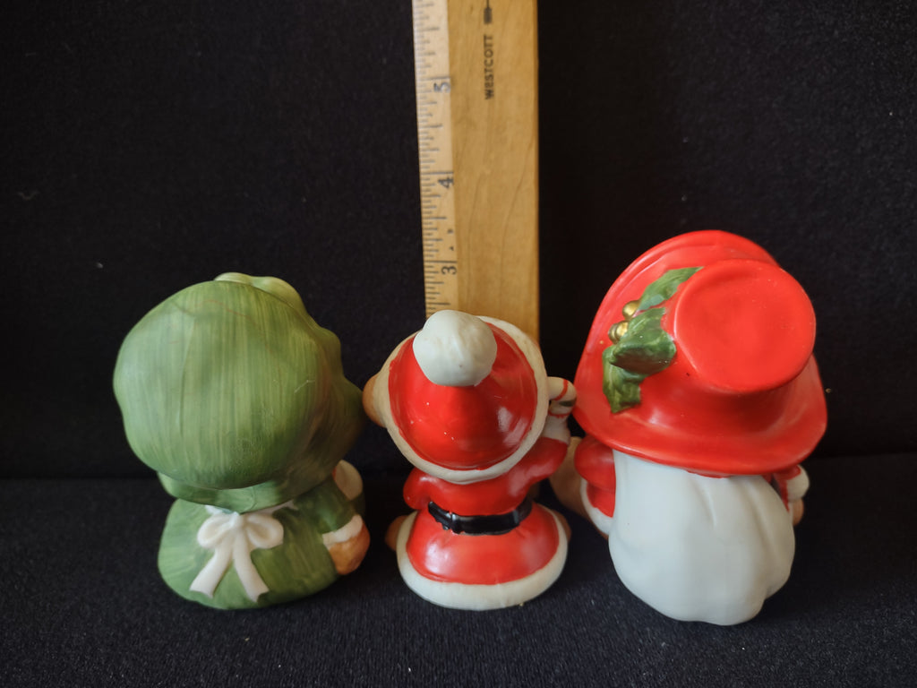 Vintage HOMCO 5600 Christmas Bear Figurines Set of 3 Red Green Taiwan [8186n]